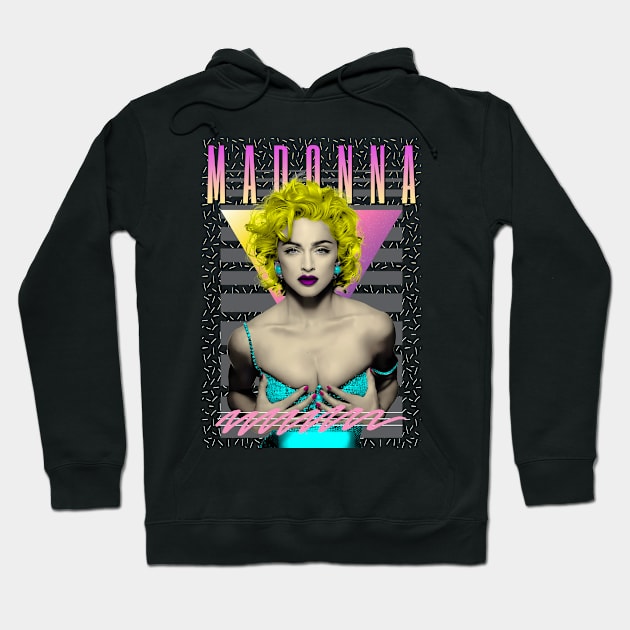 Madonna 80s Retro Aesthetic Fan Art Hoodie by Madesu Art